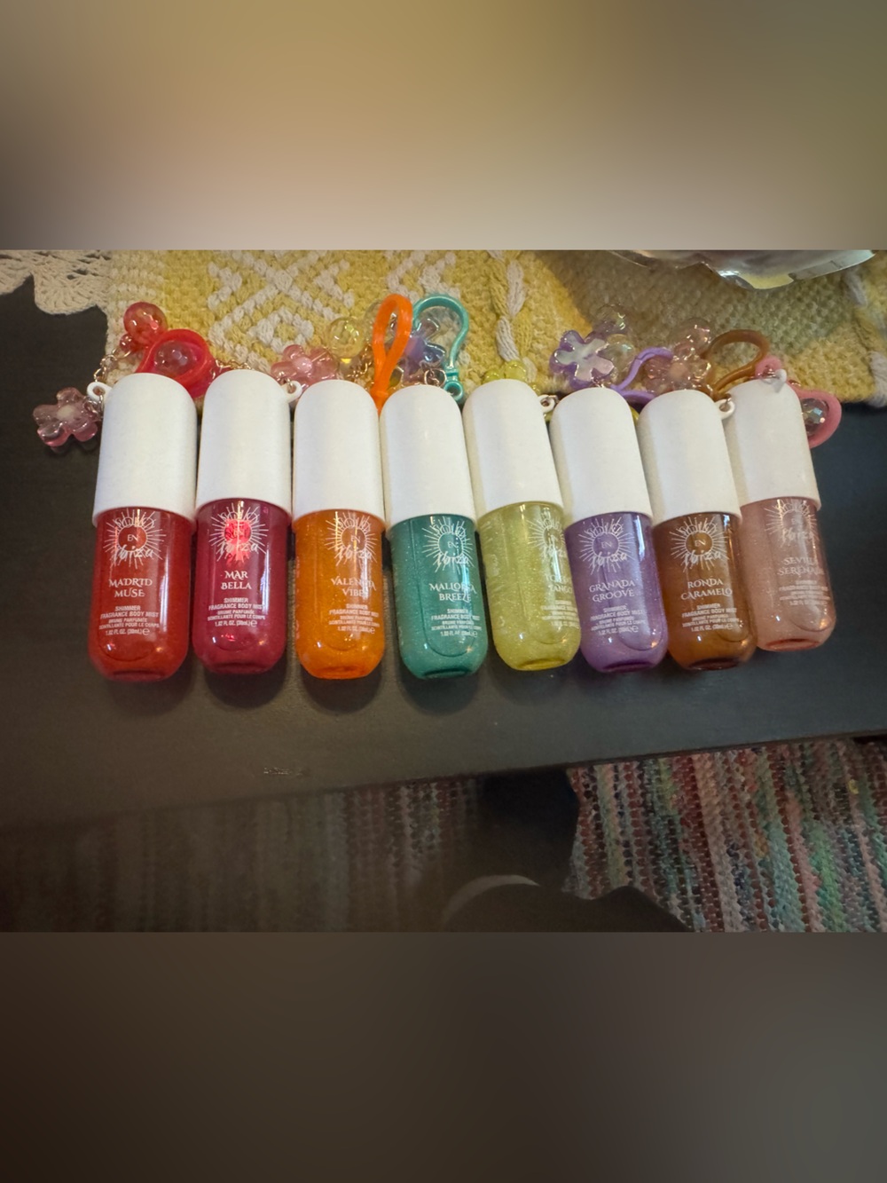 Assorted Colorful Mini Lip Gloss Set with Keychain Clips